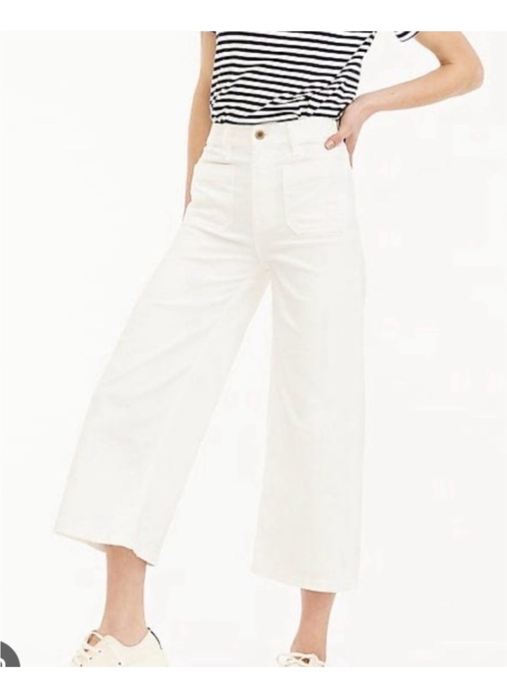 Point Sur size 25 Cropped Wide-Leg White Denim Pants